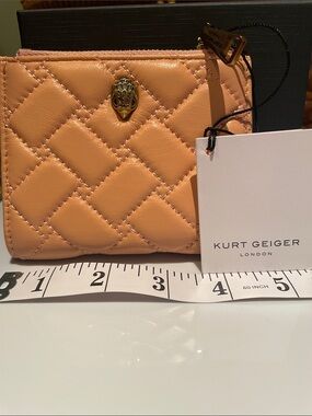Kurt Geiger Quilted Peach Leather  wallet with Gold Tone Emblem